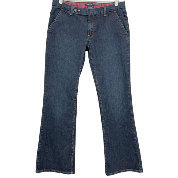 Thre3 Women's Denim Jeans Size 10 Boot Cut Mid Rise Stretch Four Pockets Navy - Picture 1 of 11